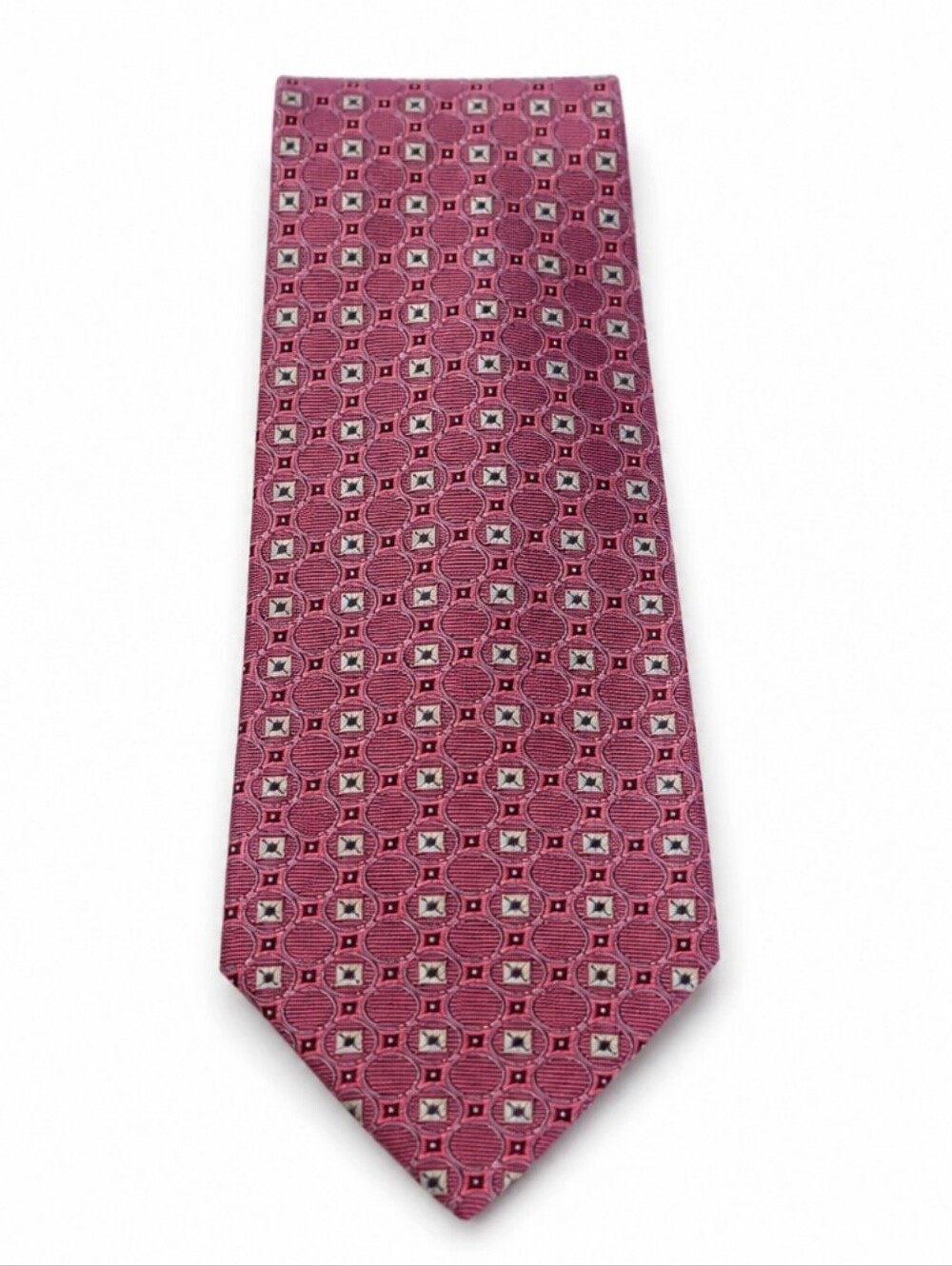 Trussini Silk Tie with Geometric Pattern #258
